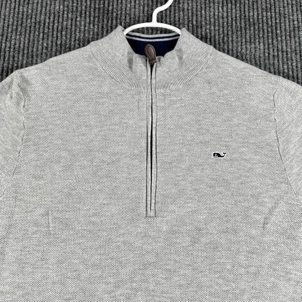Vineyard Vines Pullover Youth XL Extra Large Gray Long Sleeve 1/4 Zip Mock Neck - Picture 4 of 13